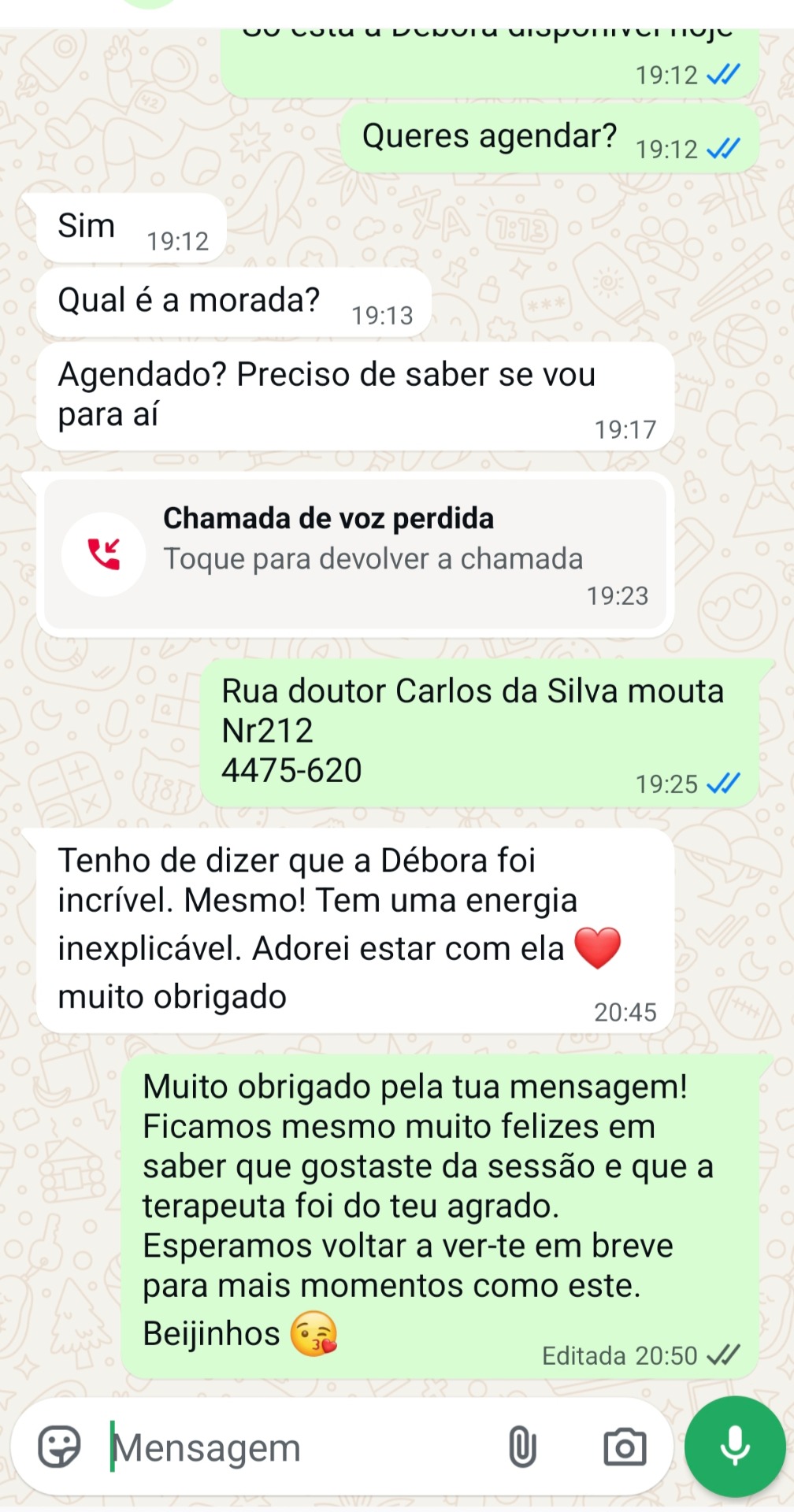 Feedback de cliente publicado pela Doce Tentação Spa, registo 3