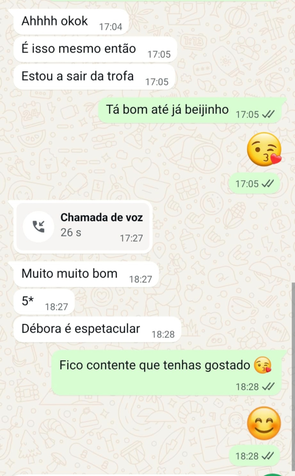 Feedback de cliente publicado pela Doce Tentação Spa, registo 4