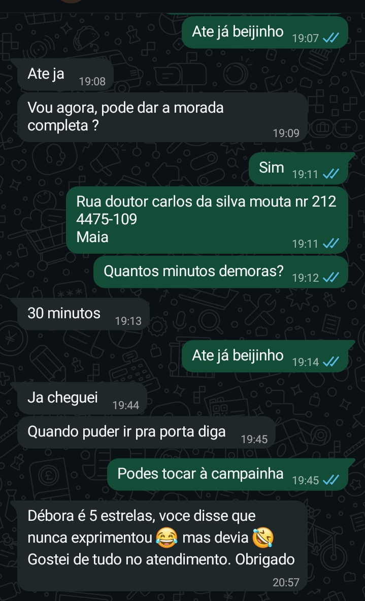Feedback de cliente publicado pela Doce Tentação Spa, registo 7
