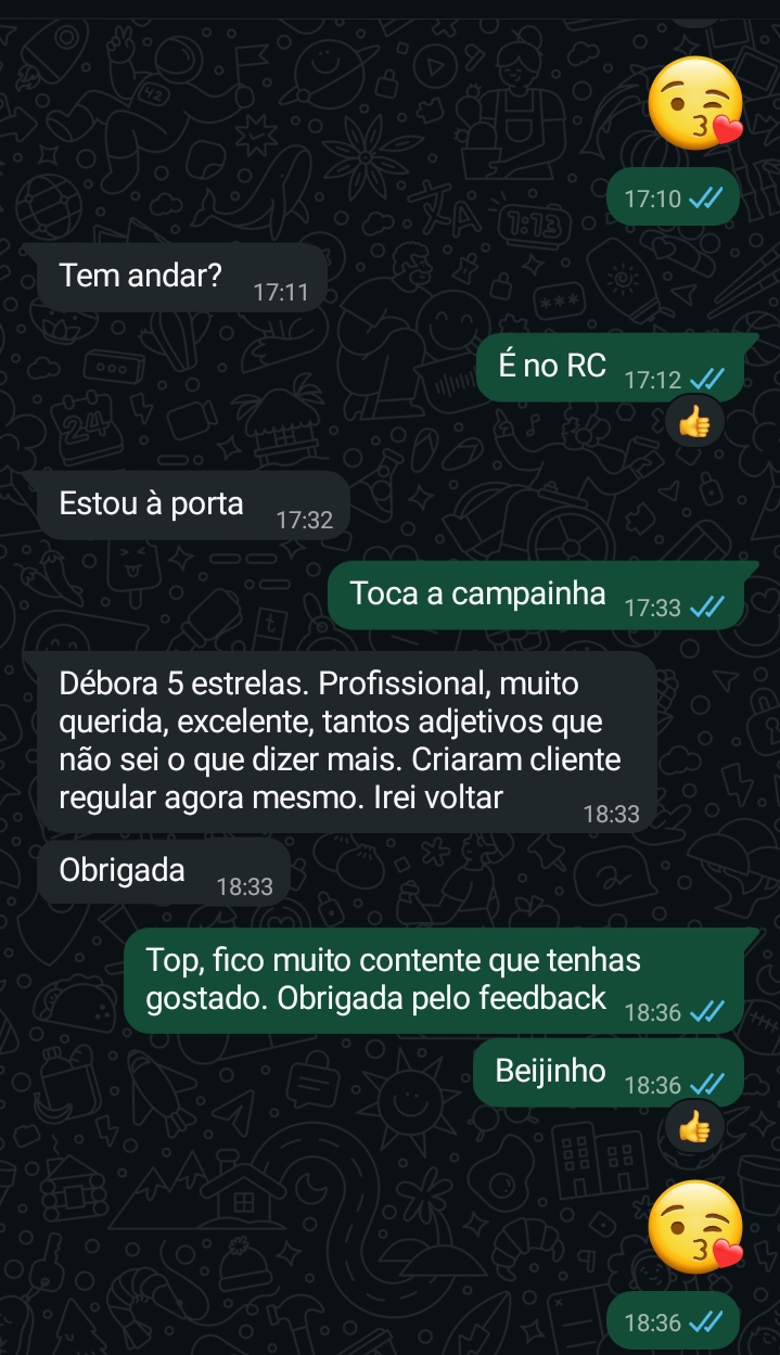 Feedback de cliente publicado pela Doce Tentação Spa, registo 8
